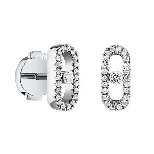 Серьги пуссеты из белого золота