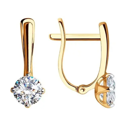 Серьги с английским замком из красного золота