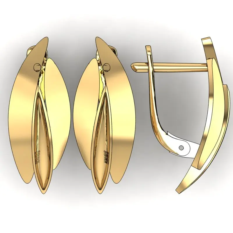 Серьги с английским замком из красного золота