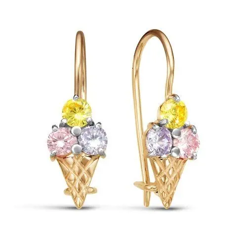 Серьги детские из красного золота