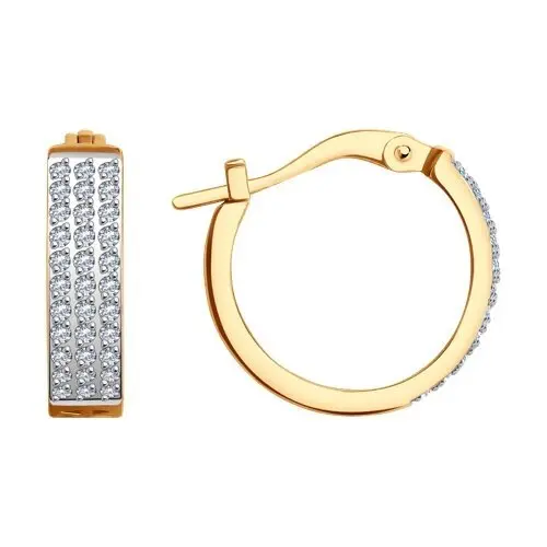 Серьги с английским замком из комбинированного золота