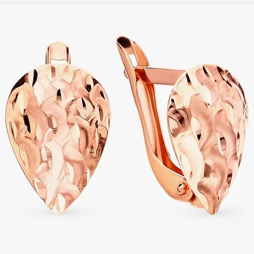 Серьги с английским замком из красного золота