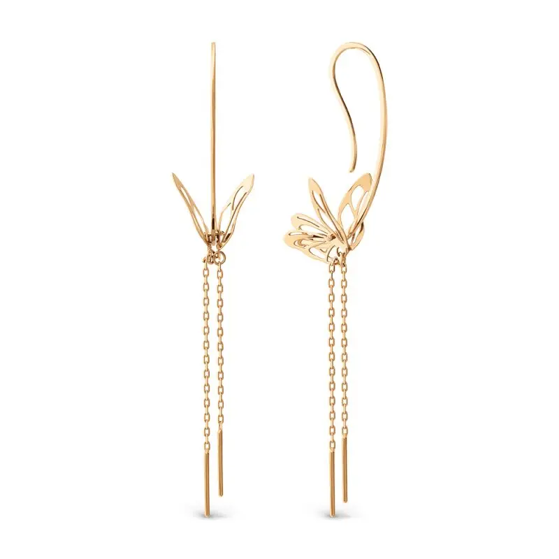 Серьги петельки из красного золота