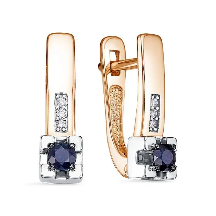 Серьги с английским замком из комбинированного золота