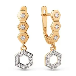 Серьги подвесные из красного золота