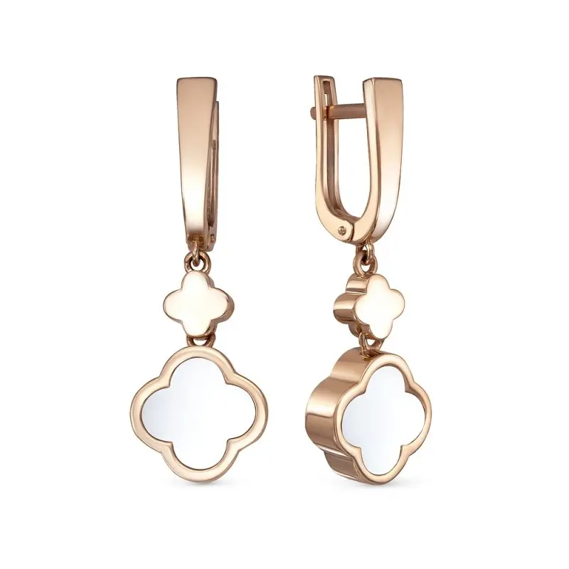 Серьги подвесные из красного золота