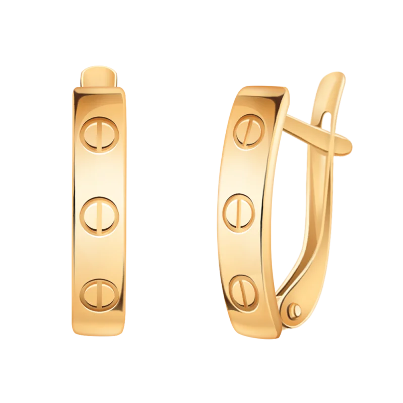 Серьги с английским замком из красного золота