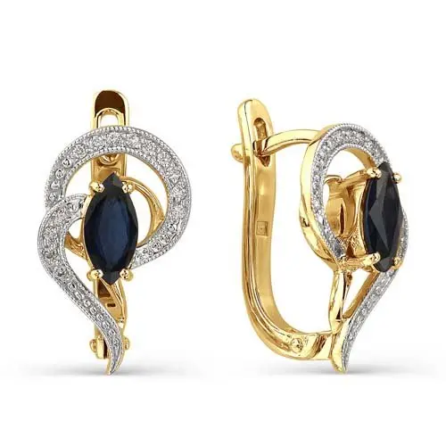 Серьги с английским замком из комбинированного золота