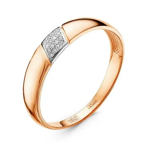 Кольцо обручальное из комбинированного золота с бриллиантами вид 1