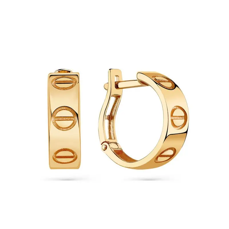 Серьги с английским замком из красного золота