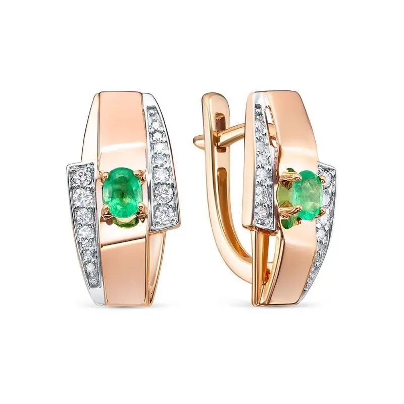 Серьги с английским замком из красного золота
