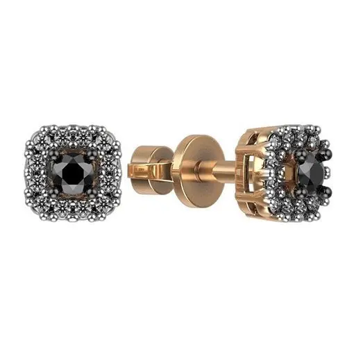 Серьги пуссеты из комбинированного золота