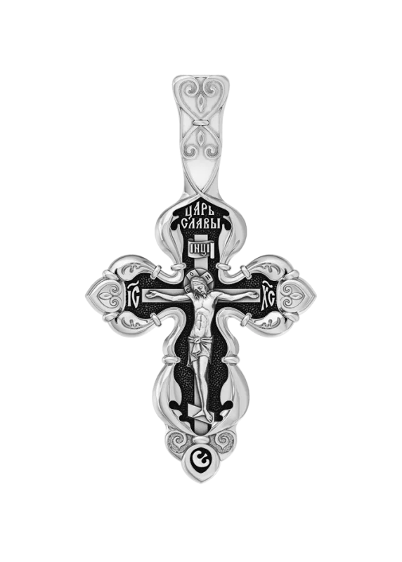 Подвеска крест из черного серебра