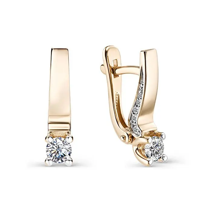 Серьги с английским замком из красного золота