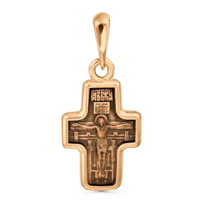 Подвеска крест из комбинированного золота