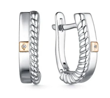 Серьги с английским замком из серебра