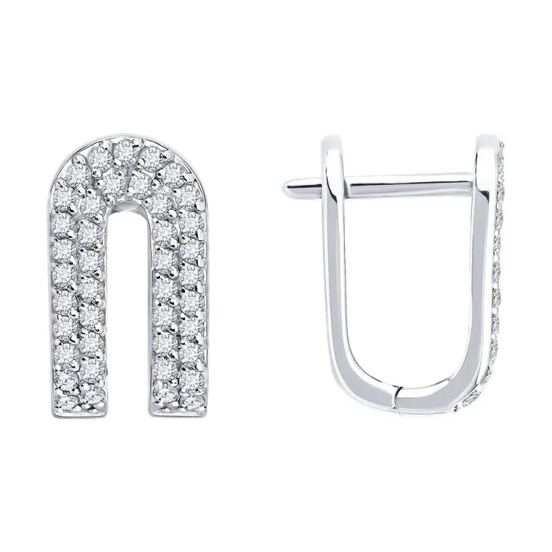 Серьги с английским замком из белого золота