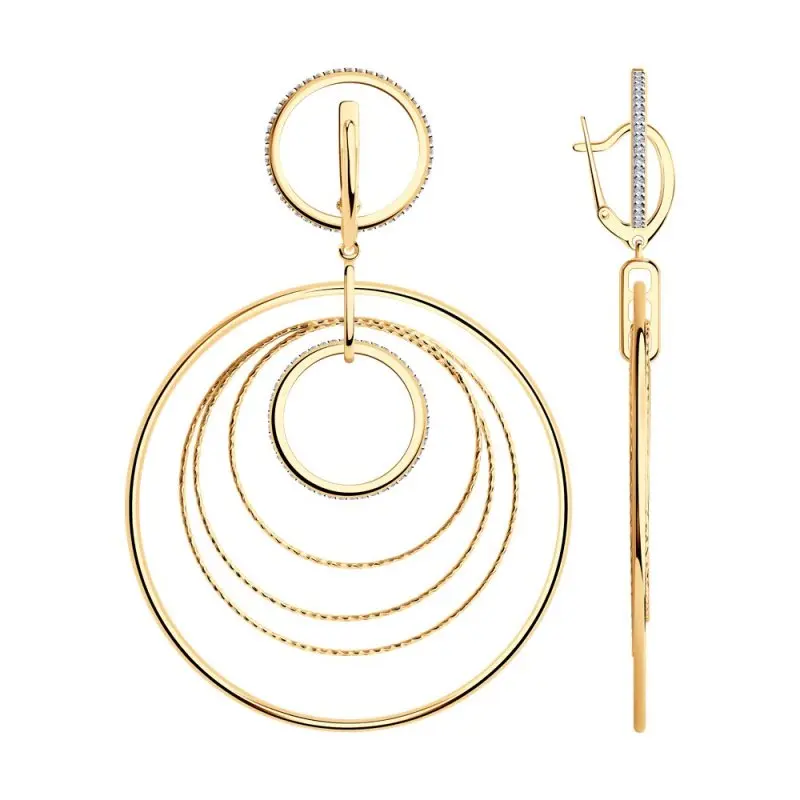 Серьги подвесные из позолоты