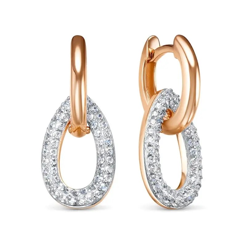 Серьги подвесные из красного золота