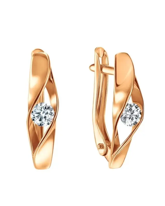 Серьги с английским замком из красного золота