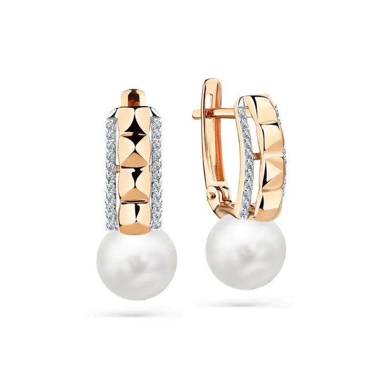 Серьги с английским замком из красного золота