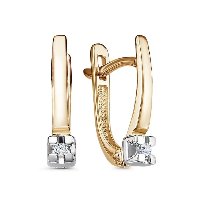 Серьги с английским замком из комбинированного золота