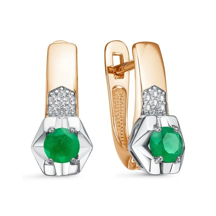 Серьги с английским замком из комбинированного золота