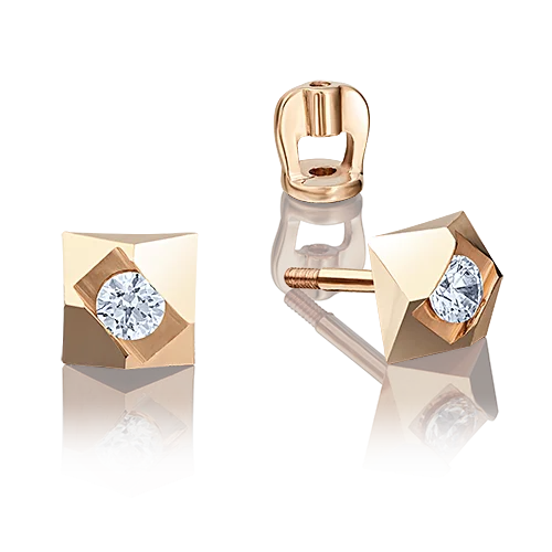 Серьги пуссеты из красного золота вид 1