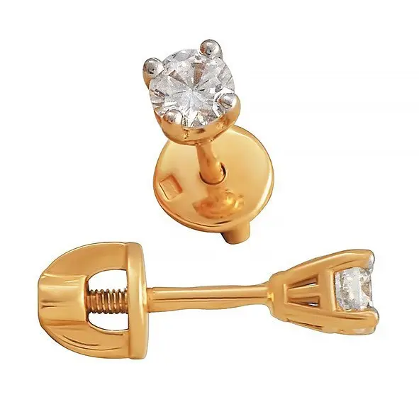 Серьги пуссеты из белого золота