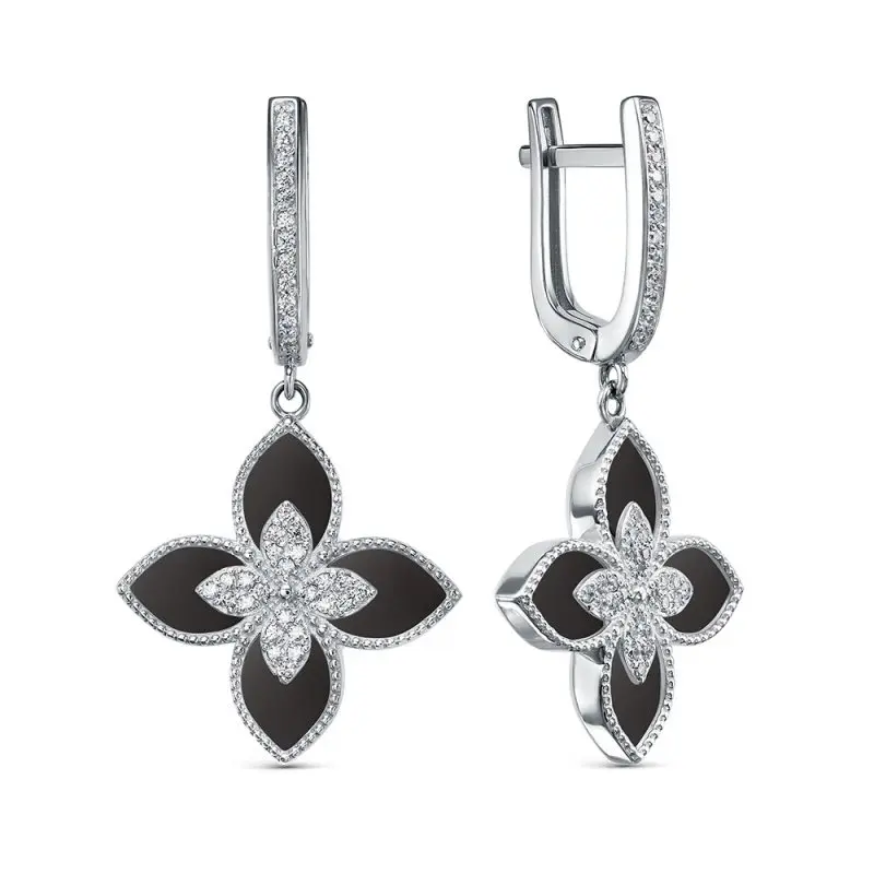 Серьги подвесные из серебра