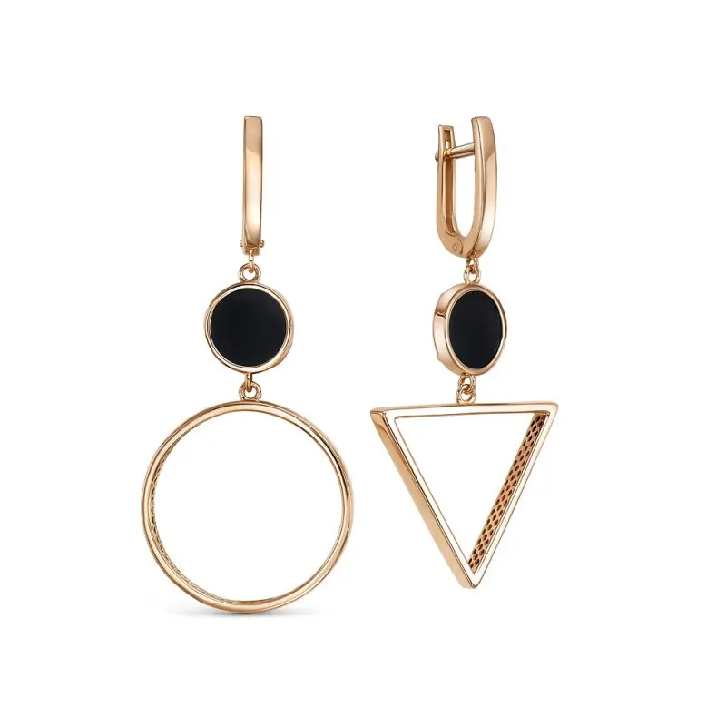 Серьги подвесные из красного золота