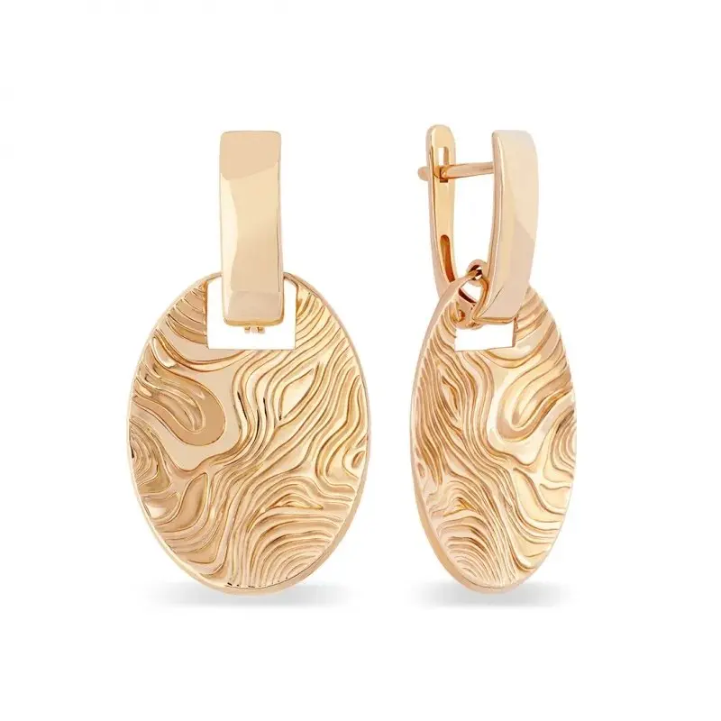 Серьги подвесные из красного золота