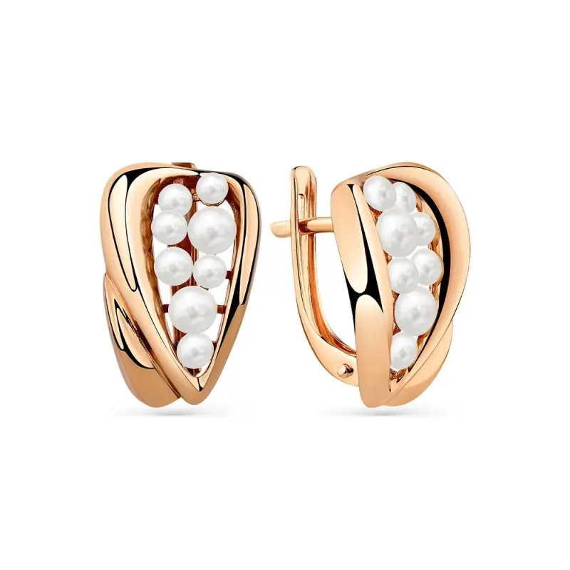 Серьги с английским замком из красного золота