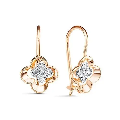 Серьги детские из комбинированного золота