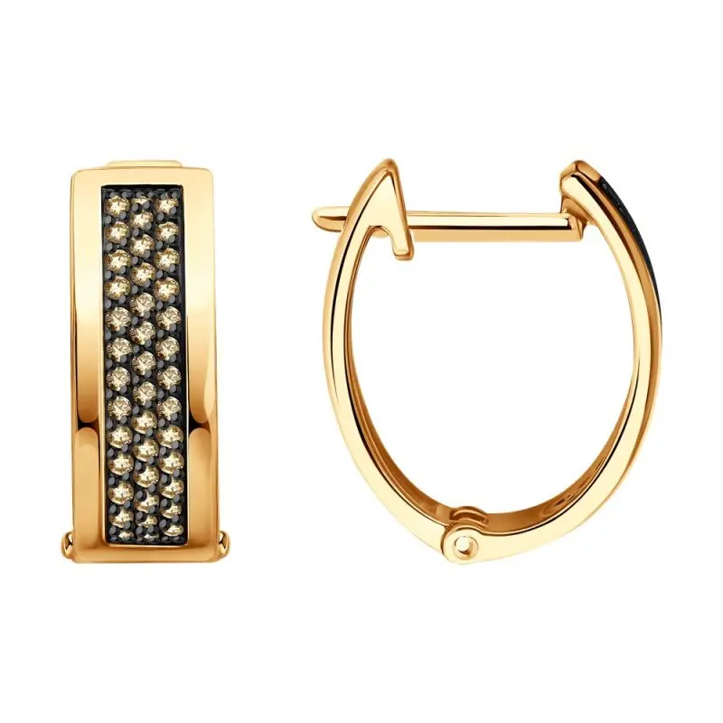 Серьги с английским замком из комбинированного золота