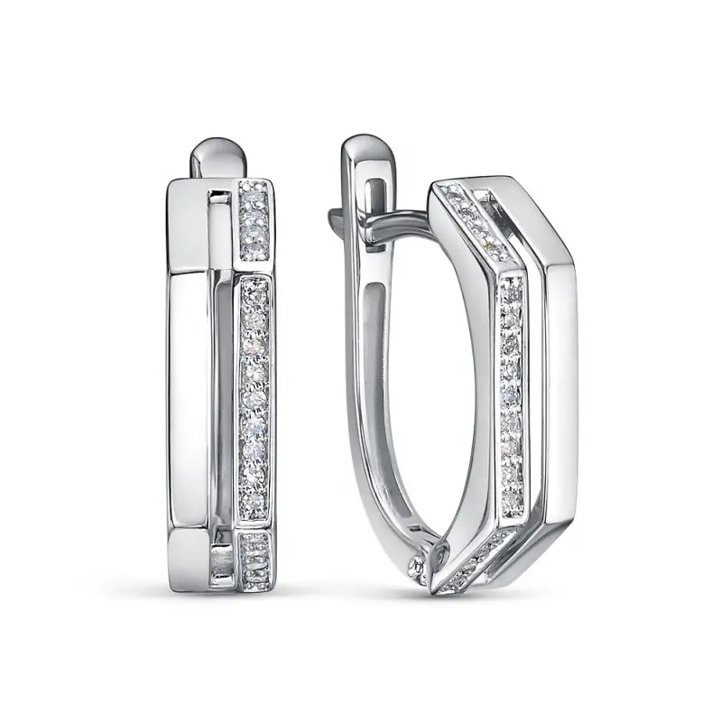 Серьги с английским замком из белого золота