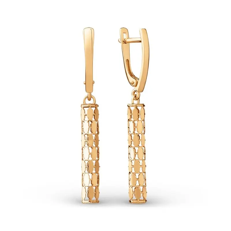 Серьги подвесные из красного золота