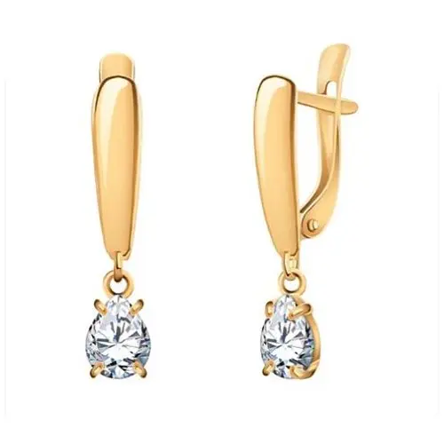 Серьги подвесные из красного золота