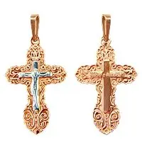 Подвеска крест из комбинированного золота