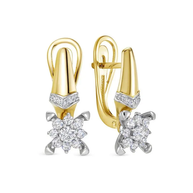 Серьги с английским замком из желтого золота