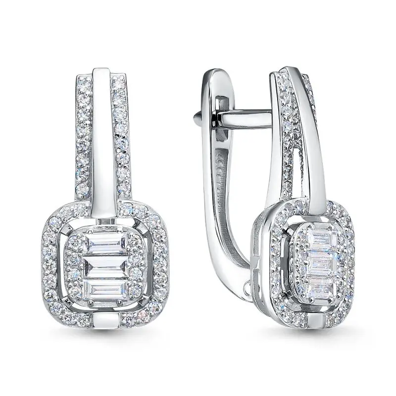 Серьги с английским замком из белого золота