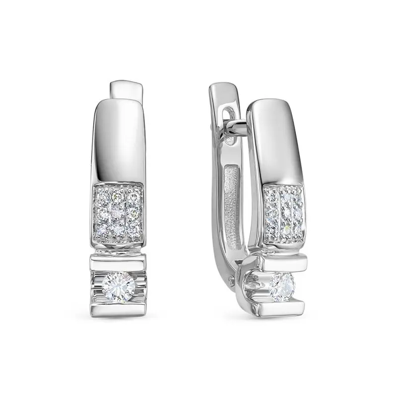 Серьги с английским замком из белого золота