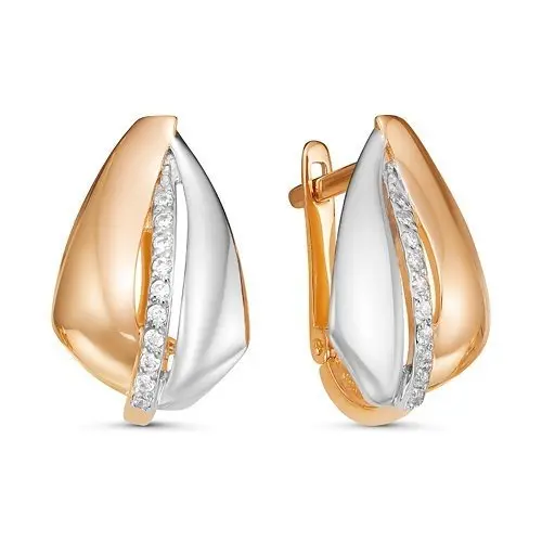 Серьги с английским замком из комбинированного золота