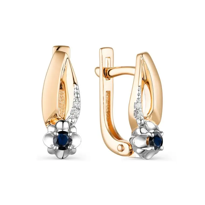 Серьги с английским замком из комбинированного золота