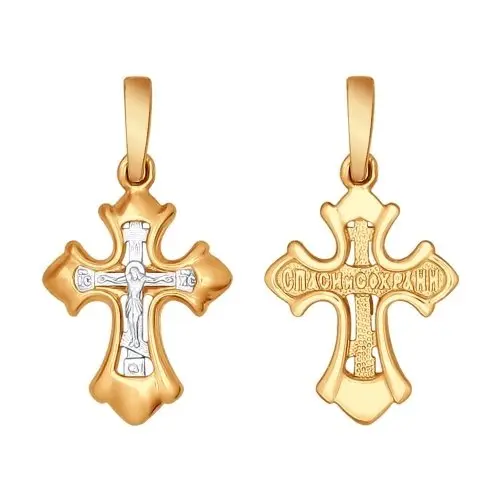 Подвеска крест из позолоты