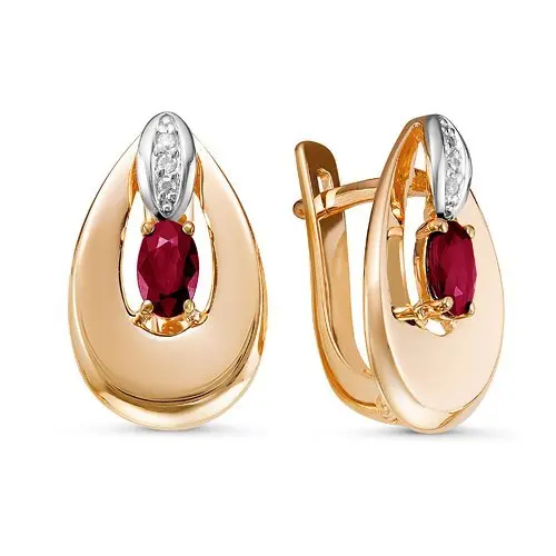 Серьги с английским замком из красного золота