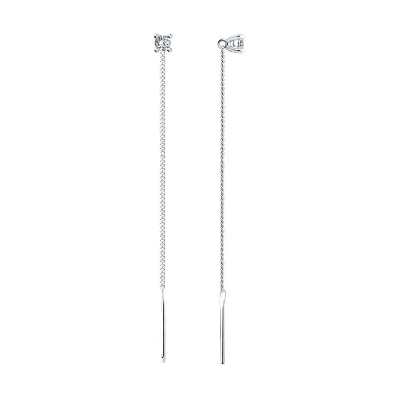 Серьги цепочки из серебра