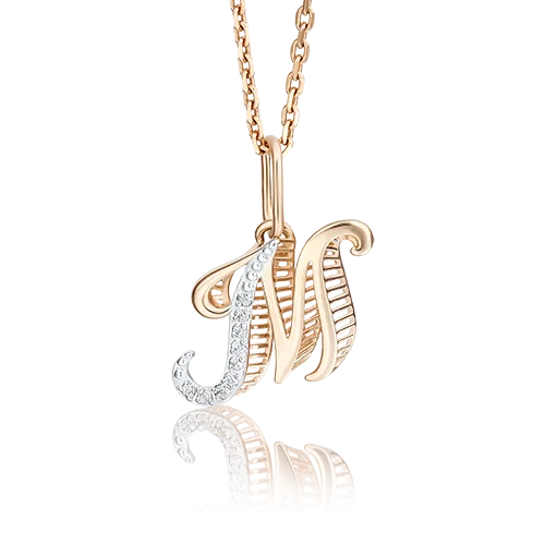 Подвеска буква из красного золота вид 1