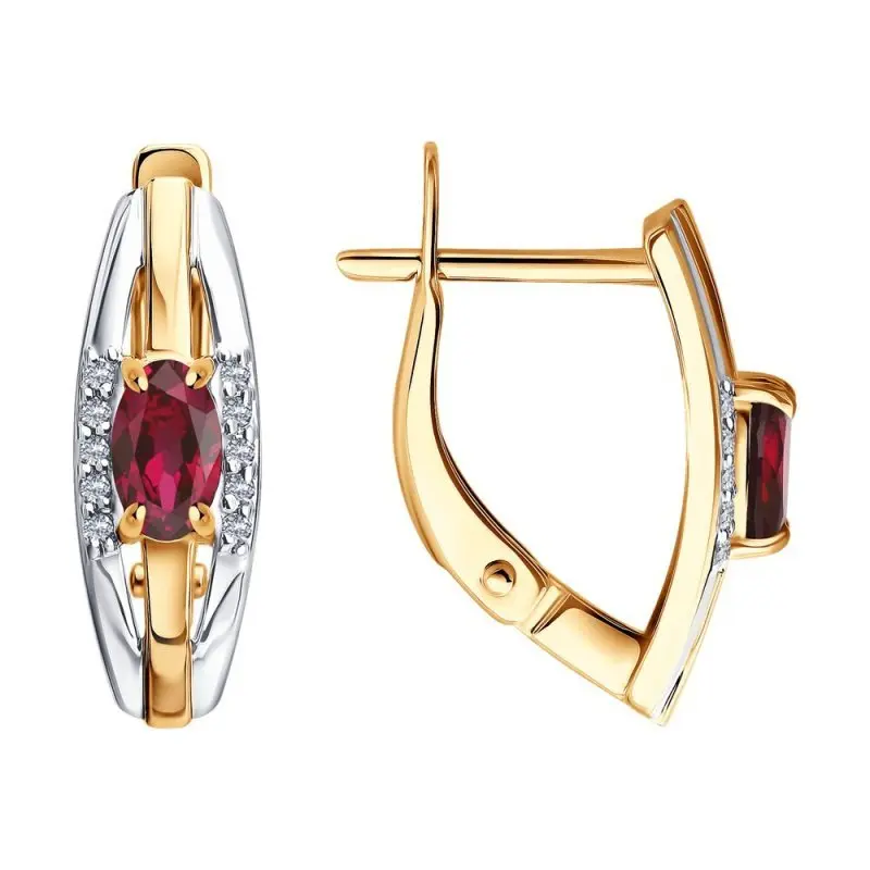 Серьги с английским замком из комбинированного золота