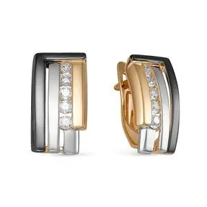 Серьги с английским замком из комбинированного золота